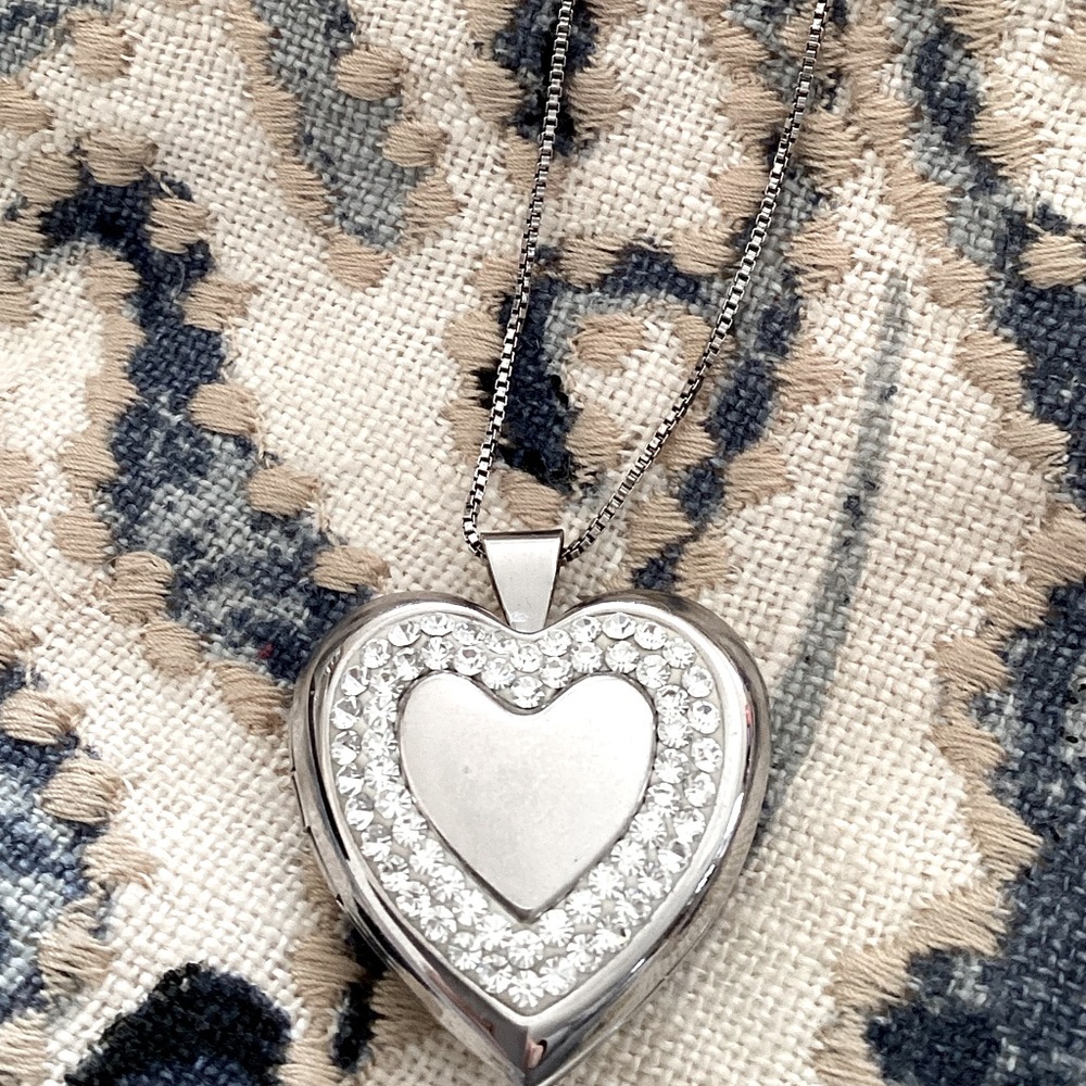 Silver with stones heart locket